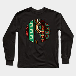 Afro Hair Woman with African Pattern, Black History Long Sleeve T-Shirt